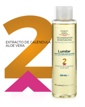 Lumilar® Agua Micelar desmaquillante PROACTIVA con Aloe Vera y Caléndula.