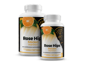 Rose Hips Méderi con vitamina C, zinc y selenio, complemento alimenticio en comprimidos gastrorresistentes.